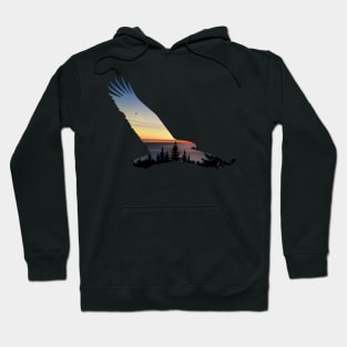 Lovely Flying Eagle Trippy Forest Sky Silhouette Hoodie